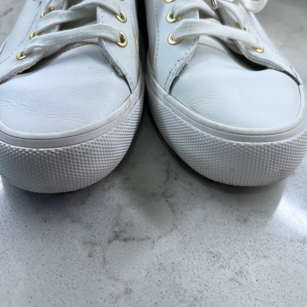 Keds Jump Kick White Leather Low Top Sneakers Gold Eyelets Womens 9.5 WH63681 - Picture 9 of 9